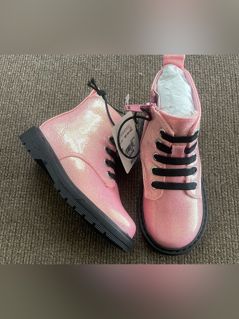 NWT Thereabouts Toddler Girls Flat Heel Combat Glittered Boots Size 7M ~ Pink